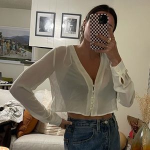 Sheer White Long Sleeve Top